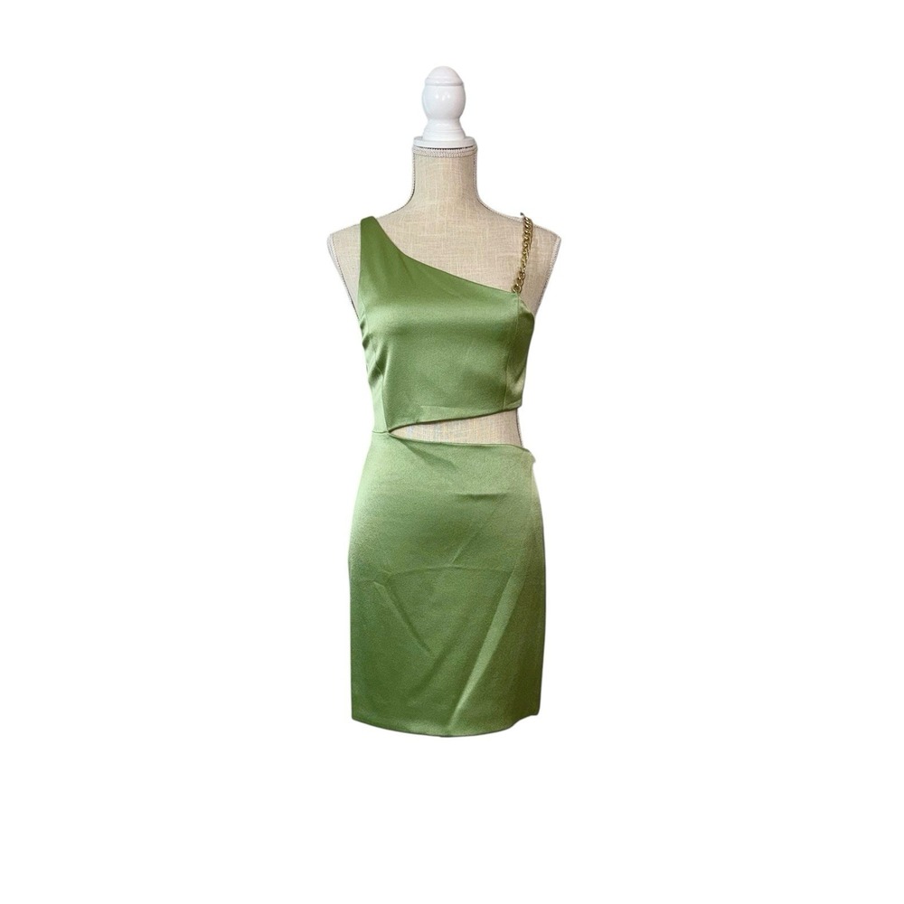 NWT Alice + Olivia Revolve Women's Green One-Shoulder Cutout Karoline Dress 2 - Picture 3 of 15